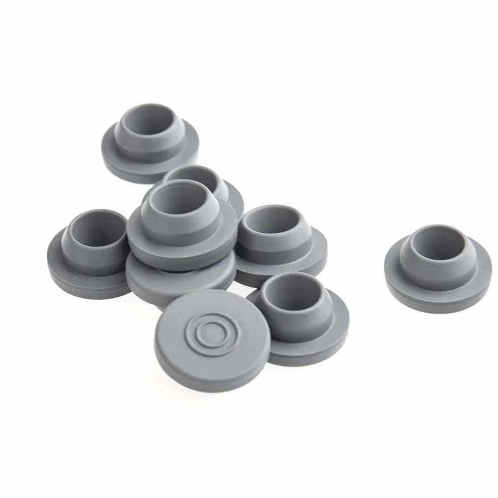 ALWSCI 100 sztuk gumowych otworów wtryskowych w kształcie grzybów, szare gumowe korki butylowe, 20 mm, gumowe korki do otwierania szklanych fiolek i szklanek z płynem