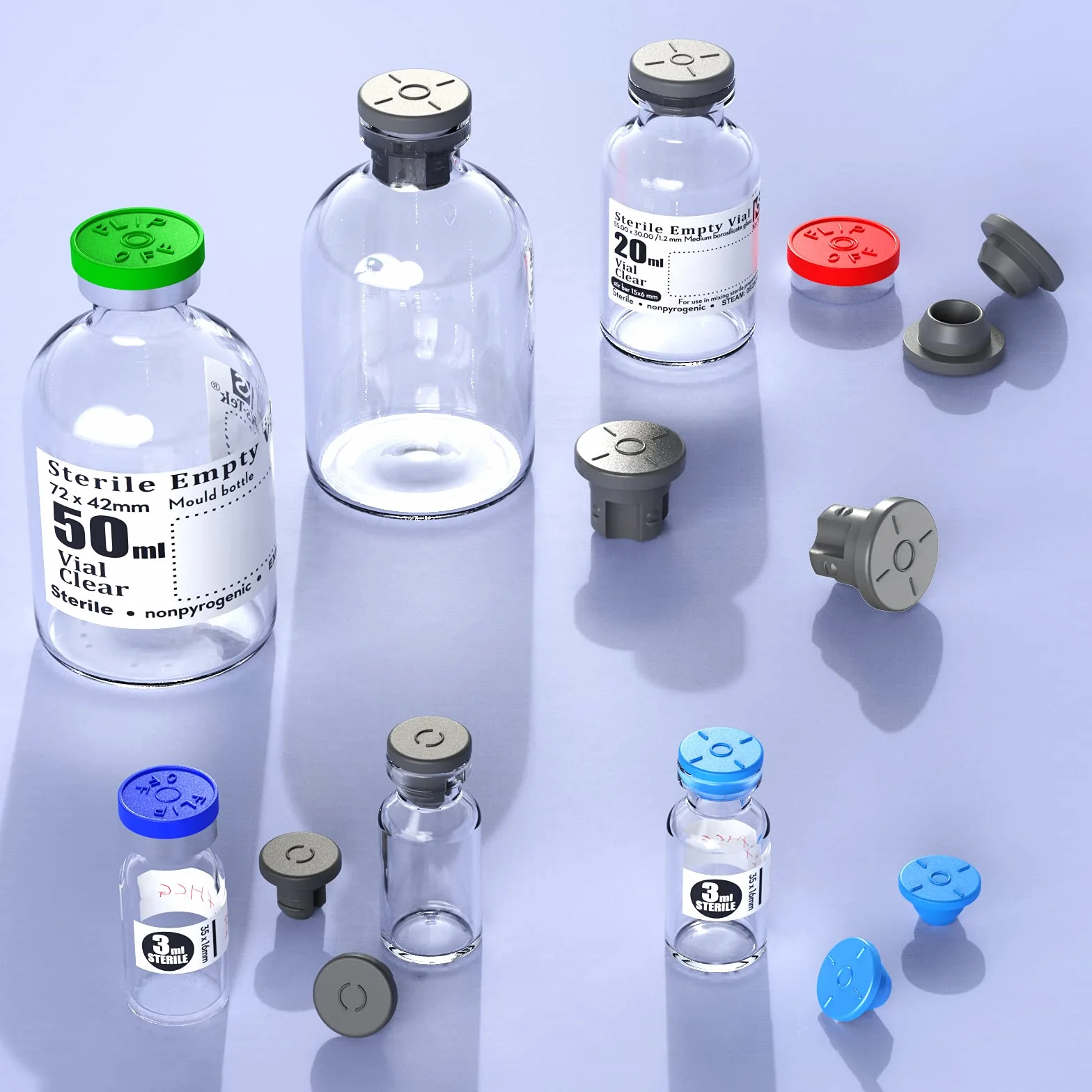 13 mm korek z gumy butylowej z dwoma nogami do liofilizacji, liofilizacji, szybkoschnąca, szklana butelka, 100 szt./szt. od Biomed Solutions (szara)