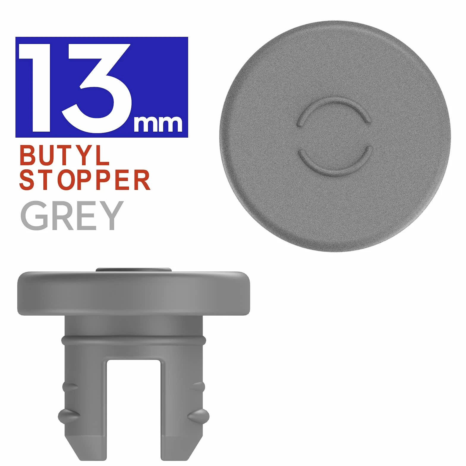 13 mm korek z gumy butylowej z dwoma nogami do liofilizacji, liofilizacji, szybkoschnąca, szklana butelka, 100 szt./szt. od Biomed Solutions (szara)